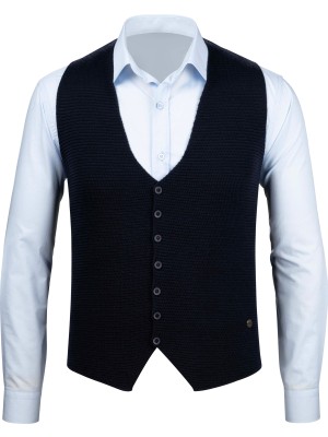 Çizgi Triko  Erkek Düğmeli Spor / Klasik Triko Örme Kolsuz Yelek Regular Kalıp - 4430LS