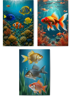 GLASSİFY 3’lü Egzotik Balıklar ve Mercan Seti