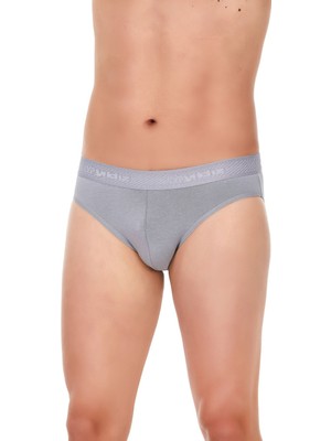 Yıldız Erkek Modal Kemerli Slip Külot - 3'lü Paket - Pamuklu Esnek Rahat Kesim Gri - 3xl