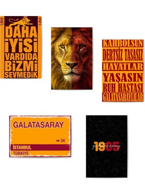GLASSİFY 5’li Sarı Kırmızı Futbol Taraftar Mdf Tablo Seti