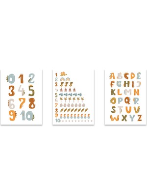 GLASSİFY Çocuk Odası Duvar Tablosu Seti 3 Parça Mdf Uv Baskı 20X30 cm