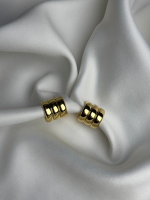 NB Steelora Şık Üçlü Form Gold Renk Kadın Küpe