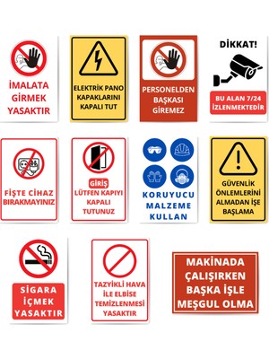 GLASSİFY 11’li Isg Uyarı Levhaları Seti Mdf