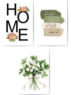 GLASSİFY 3’lü "home & Zikir" Modern Dekoratif Set