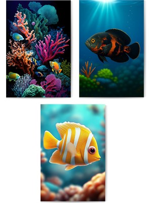 GLASSİFY 3’lü Egzotik Balıklar & Mercan Kayalıkları Seti