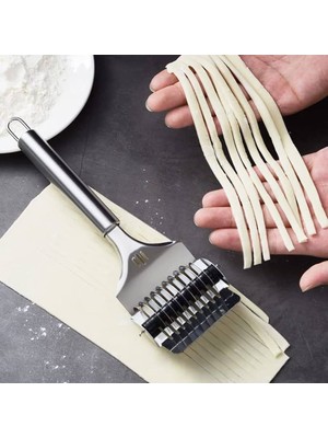 Dies Paslanmaz Çelik Erişte Makinesi Makarna Kesici Dilimleyici Kafes Rulo Hamur Kesici 9 Bıçaklı