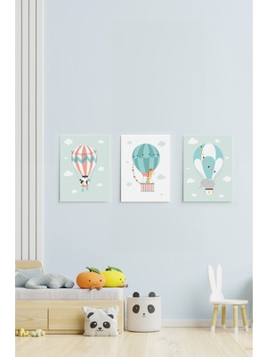 GLASSİFY 3 Parça Mdf Uv Baskı Çocuk Odası Duvar Tablosu Seti 20X30 cm