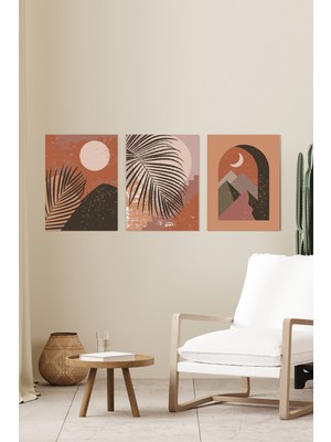 GLASSİFY 3 Parça Bohem Doğa Temalı Mdf Uv Baskı Tablo Set 20X30 cm
