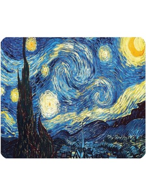 Van Gogh Yıldızlı Gece - Baskılı Kare Mouse Pad