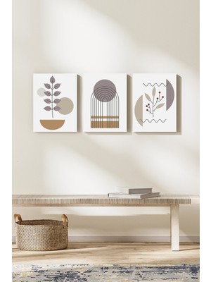 GLASSİFY 3 Parça Modern Minimal Mdf Uv Baskı Duvar Tablosu Seti