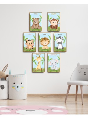 GLASSİFY Sevimli Hayvanlar 7 Parça Mdf Duvar Dekoru Seti