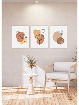 GLASSİFY 3 Parça Minimalist Doğa Esintili Mdf Uv Baskı Tablo Seti 20X30 cm