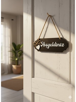 Ahşap Kapı Süsü Hoşgeldiniz Kabartma Yazılı Kapı Dekor Süsü Hediyelik Ev Dekorasyon 27X9CM