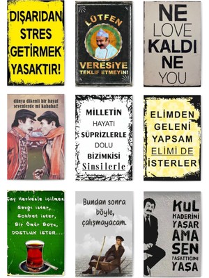 GLASSİFY 9’lu Nostaljik Replikler Mdf Tablo Seti