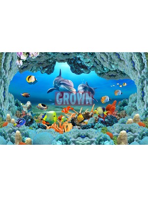 Grown Deniz Altı Macerası Yunuslar ve Balıklar Çocuk Odası Duvar Kağıdı