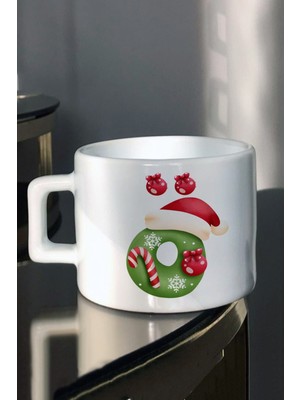 En Güzel Yeni Yıl Yılbaşı Konsepti Baskılı Şık Yeşil Harfler Baskılı Çay Kahve Fincanı