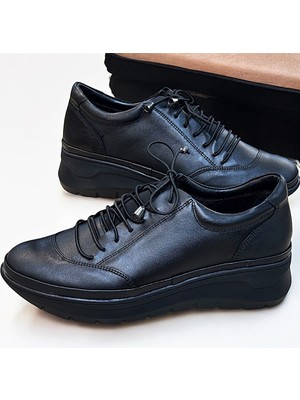 KAFKASLAR AYAKKABI Gerçek Deri Dolgu Topuklu Lastik Ipli Ortopedik Günlük Kadın Casual Ayakkabı