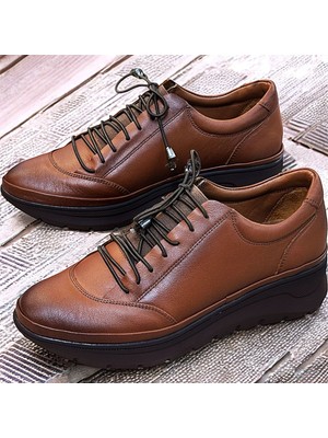 KAFKASLAR AYAKKABI Gerçek Deri Dolgu Topuklu Lastik Ipli Ortopedik Günlük Kadın Casual Ayakkabı