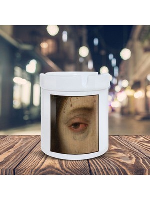 Beyaz Sanat Eseri Küllük Ağlayan Göz Baskılı Kül Tablası K-175