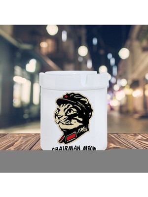 Beyaz Chairman Meow Kedi Baskılı Küllük Seramik Kül TABLASI-50111