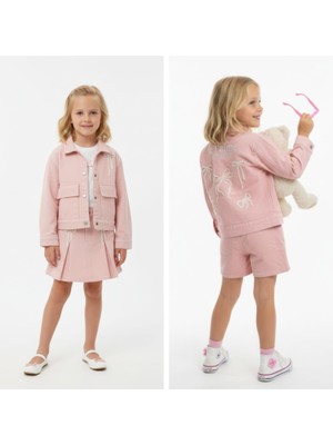 Dmb Kız Arka Fiyonk Nakışlı Keten Ceket  26YDMB-9070