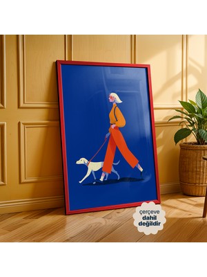 Persona Istanbul Artificial Collection "urban Stroll" - Modern Şehirli Kadın ve Köpek Posteri (Çerçevesiz)