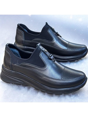 KAFKASLAR AYAKKABI Gerçek Deri Ortopedik Günlük Kadın Spor Model Siyah Casual Ayakkabı