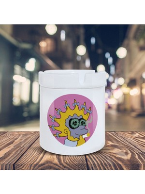 Beyaz The Simpsons Küllük Maskeli Lisa Baskılı Kül Tablası KL-213