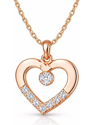Inure Jewelry Gümüş Rose Minik Kalpli Tektaş Kadın Kolye