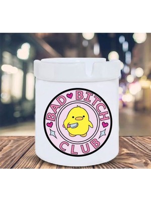 Bad Bıtch Civciv Baskılı Beyaz Seramik Kokusuz Kül Tablası