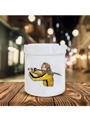 Beyaz Kill Bill Baskılı Seramik Küllük