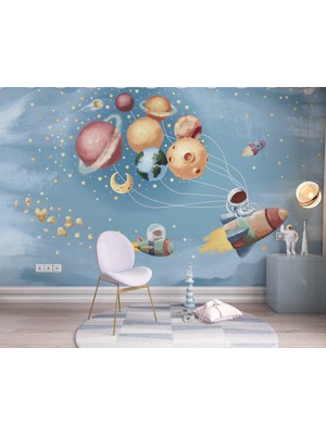 Grown Minik Astronot Uzay Keşfinde Çocuk Odası Duvar Kağıdı