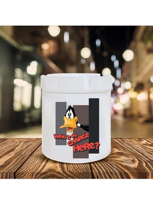 Beyaz Daffy Duck Baskılı Seramik Küllük