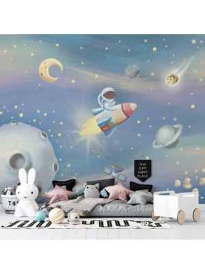 Grown Minik Astronot Uzay Görevinde Çocuk Odası Duvar Kağıdı