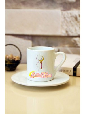 Sailor Moon Baskılı Beyaz Türk Kahvesi Fincanı