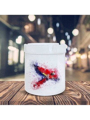 Kırmızı Macaw Papağanı Baskılı Küllük Kül TABLASI-3660652