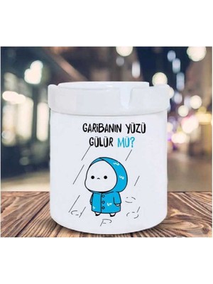 Garibanın Yüzü Gülür Mü Mavi Seramik Küllük