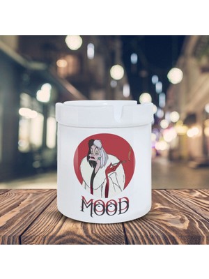 Beyaz Mood Küllük Cruella De Vil Cadı Baskılı Kül Tablası K-154