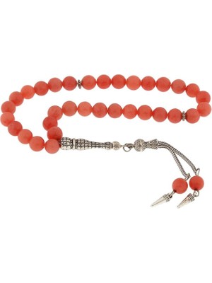 Inure Jewelry ​doğaltaş Metal Püsküllü Pembe Yeşim Taşı Tesbih