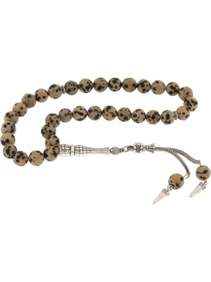 Inure Jewelry ​doğaltaş Metal Püsküllü Dalmaçyalı Jasper Taşı Tesbih