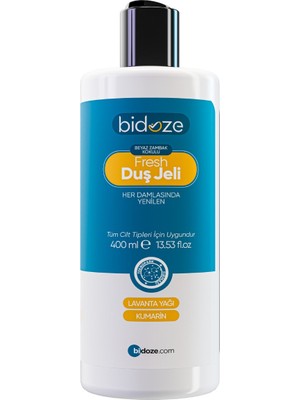 urfakent bilişim ve medya danışmanlık Bidoze Fresh Beyaz Zambak Kokulu Duş Jeli 400 ml | Lavanta Yağı Özlü Nemlendirici Vücut Şampuanı