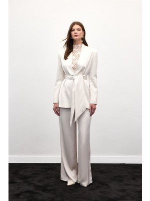 Sateen Saten Pantolon - Taş