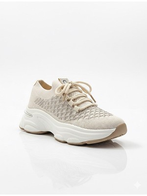 Voyager Taşlı Bağcıklı Triko Kalın Taban Kadın Sneaker Ayakkabı B064