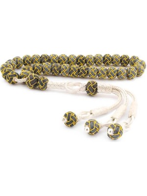 Inure Jewelry Gümüş Sarı Siyah Kazaziye Tesbih
