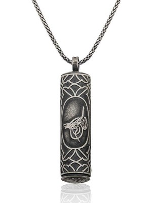 Inure Jewelry Gümüş Içi Açılabilen Tuğralı Silindir Muskalık