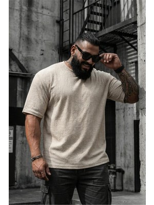 Oksit Kabuk Desen Dokulu Erkek Slim Fit Kısa Kol T-Shirt Yaz Sezonu İçin Rahat Stil