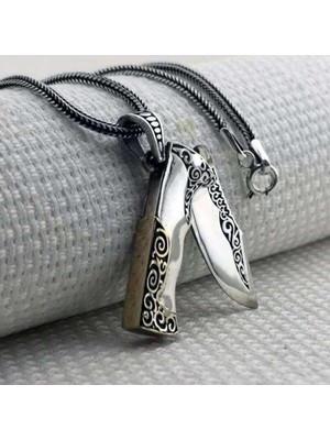 Inure Jewelry Gümüş Avcı Bıçağı Erkek Kolye