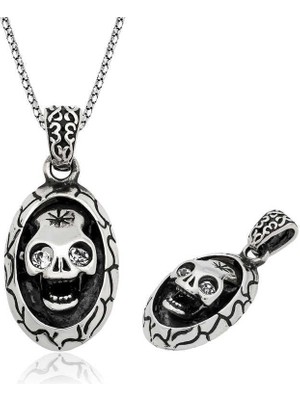 Inure Jewelry Gümüş Kuru Kafa Erkek Kolye