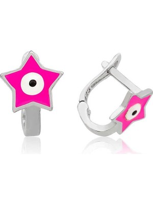 Inure Jewelry Gümüş Pembe Yıldız Çocuk Küpesi