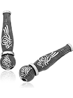 Inure Jewelry Gümüş Nokta Işlemeli Tuğra Motifli Tesbih Imamesi